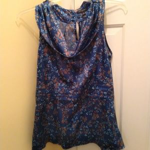 BANANA REPUBLIC SHIRT SIZE 12 DARK BLUE W TAN LEAF